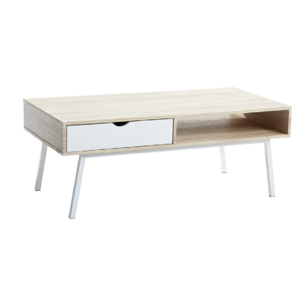 Coffee table | ABBETVED | oak/white industrial wood | R50xD100xC47cm