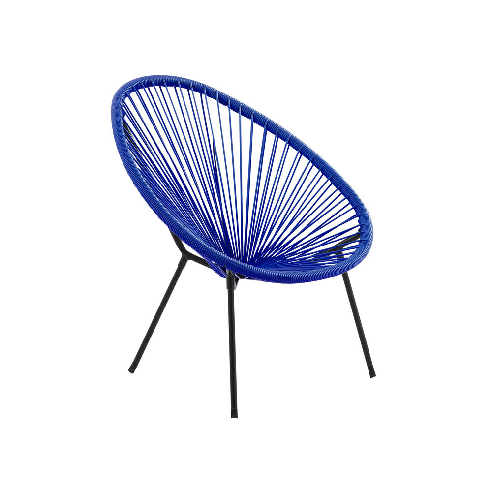 Relaxing Chair | TRISTIN | black steel frame | knitting blue plastic yarn | R73xS80xC89cm