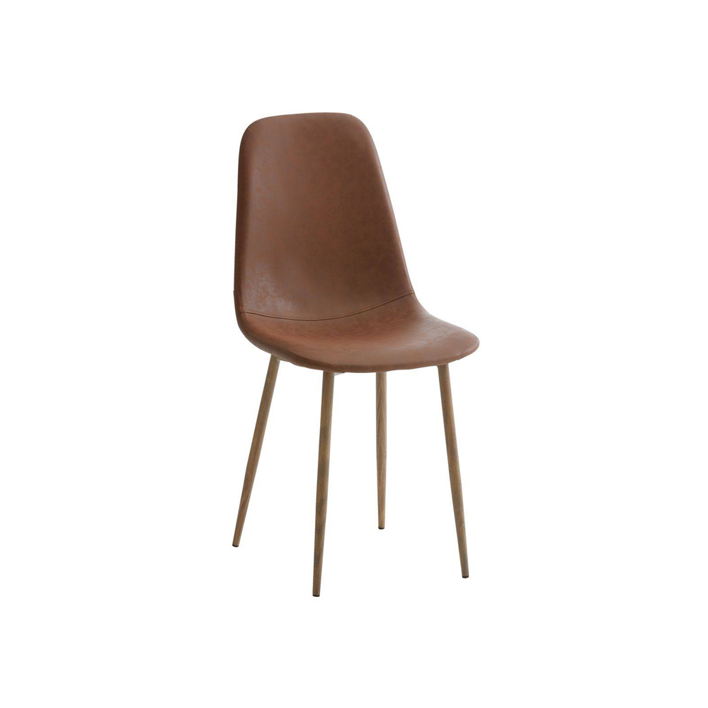 Dining chair | JONSTRUP | Cognac PU leather upholstery | metal legs painted in natural color | R43xS53xC84cm