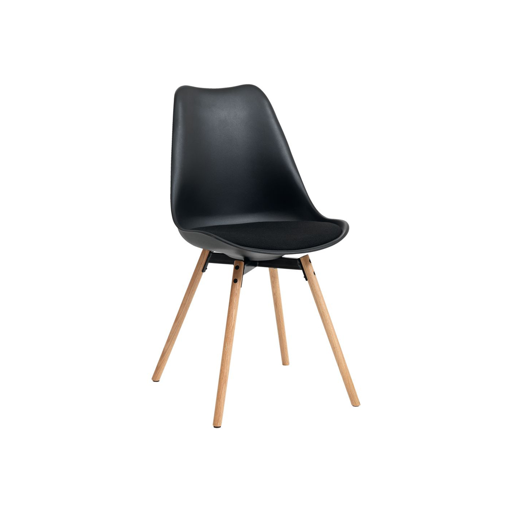 Ghế bàn ăn | KASTRUP | polypropylene | đệm polyester đen | chân gỗ sồi | R49xS55xC83cm