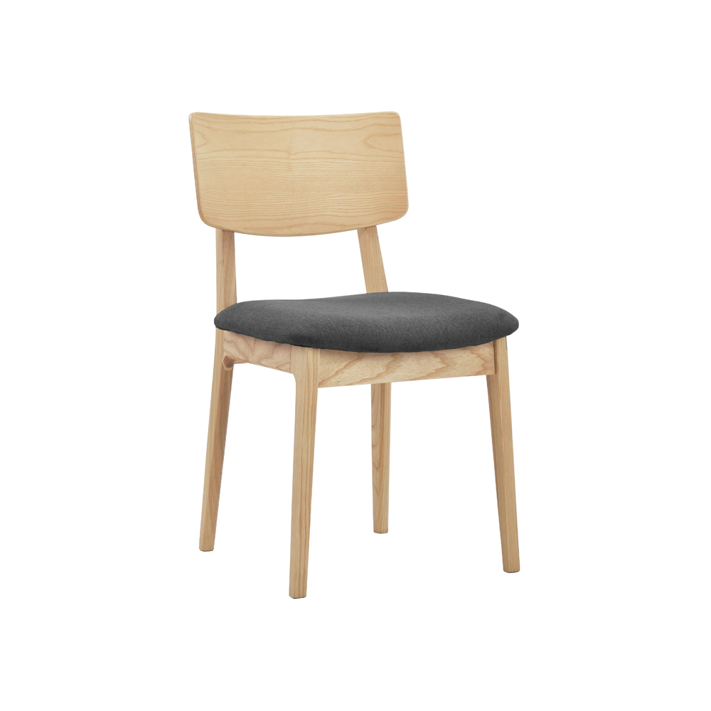 Ghế bàn ăn | NOFU597 | gỗ tần bì/vải polyester | màu gỗ tự nhiên/ghi đậm | R47xS56xC81cm