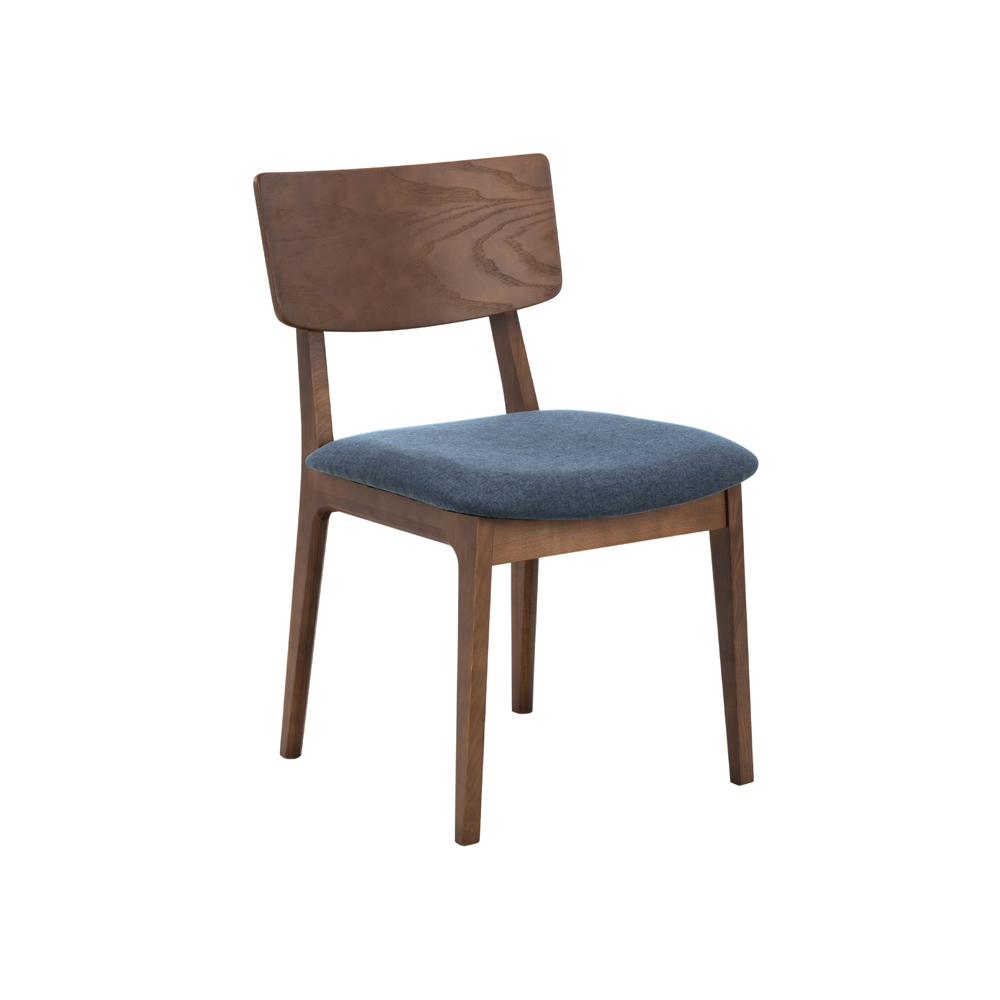 Ghế bàn ăn | NOFU597 | gỗ tần bì/vải polyester | màu cafe/xanh dương đậm | R47xS56xC81cm