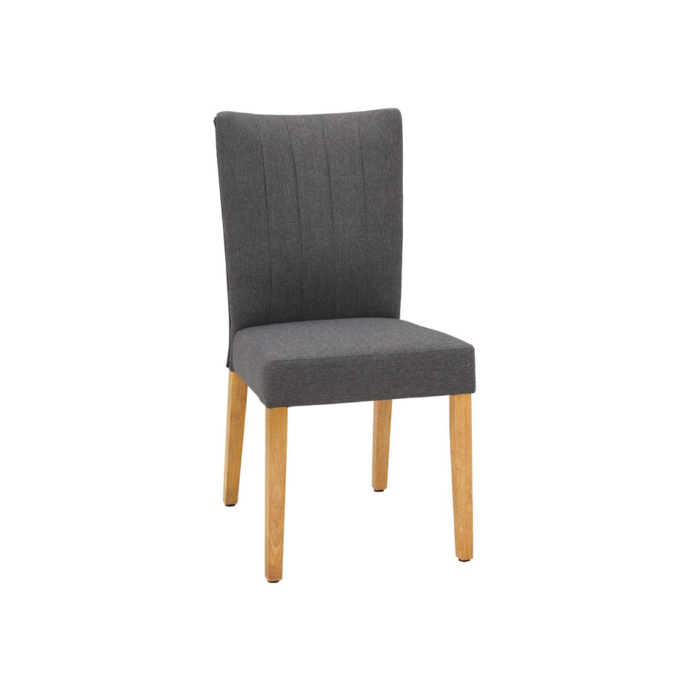 Ghế bàn ăn | LAMBJERG | vải polyester xám | chân gỗ tự nhiên | R48xS65xC100cm