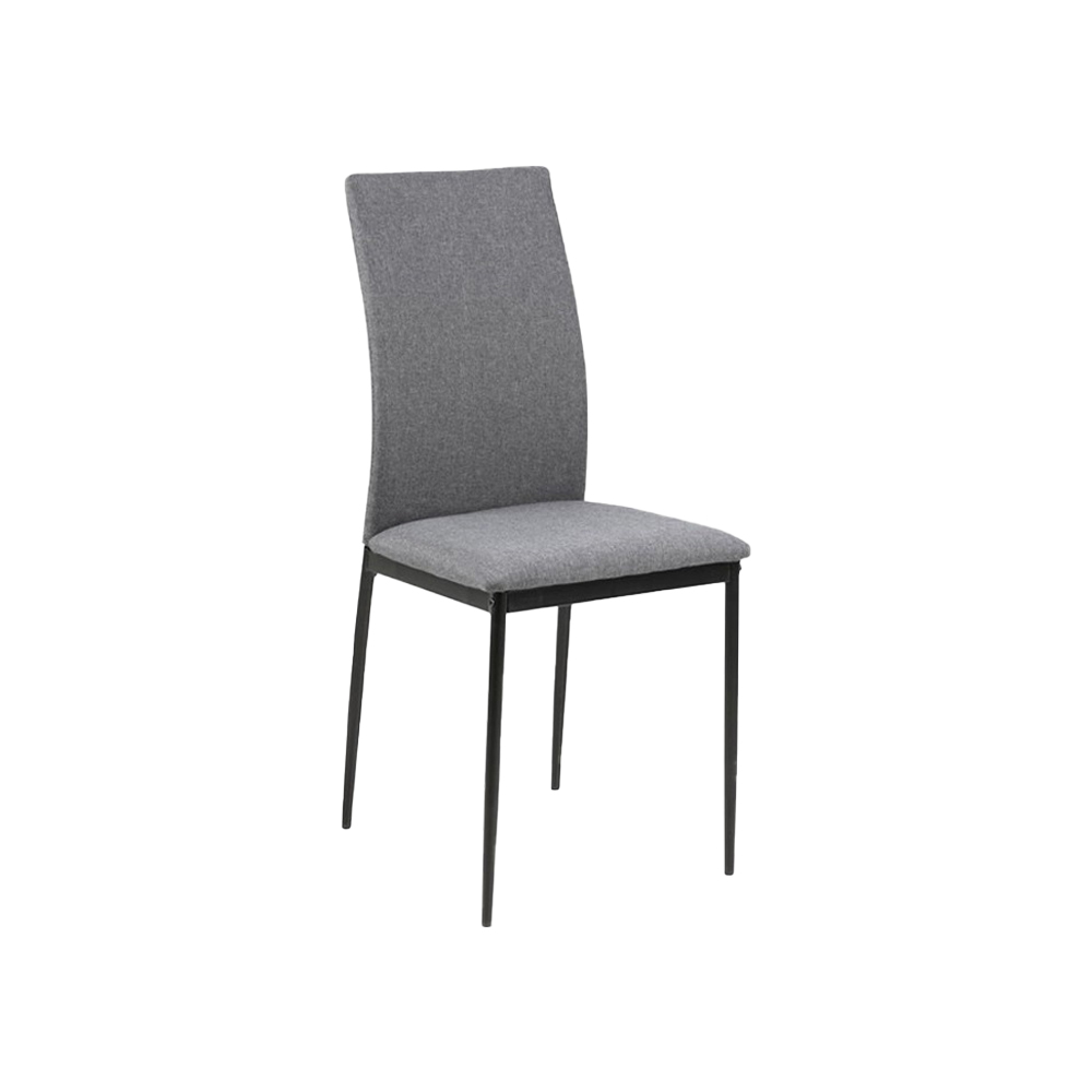 Dining chair | DEMINA | Gray polyester fabric upholstery | black painted metal legs | R43xC91xS53cm