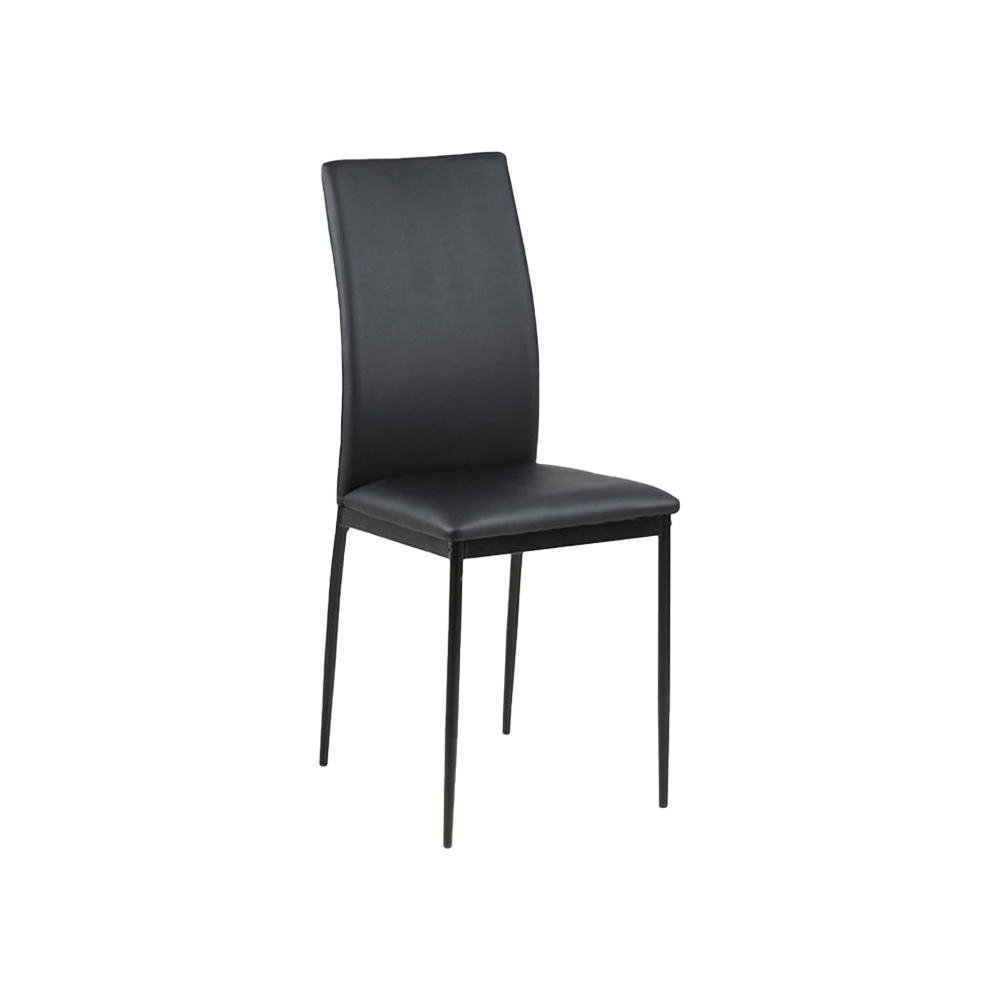 Dining chair | DEMINA | black PU leather upholstery | black painted metal legs | R43xC91xS53cm