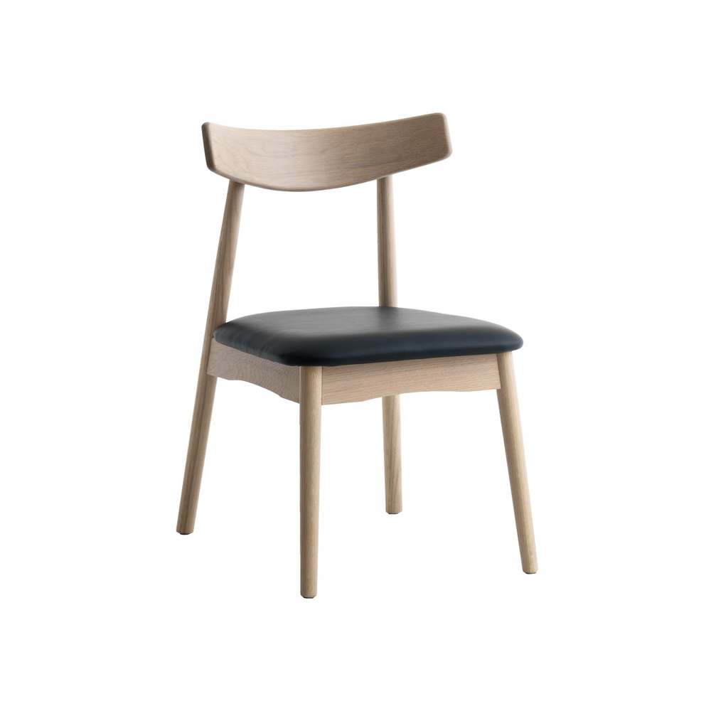 Dining chair | LYNGHOLM | black PU leather cushion | oak legs | R48xS55xC81cm