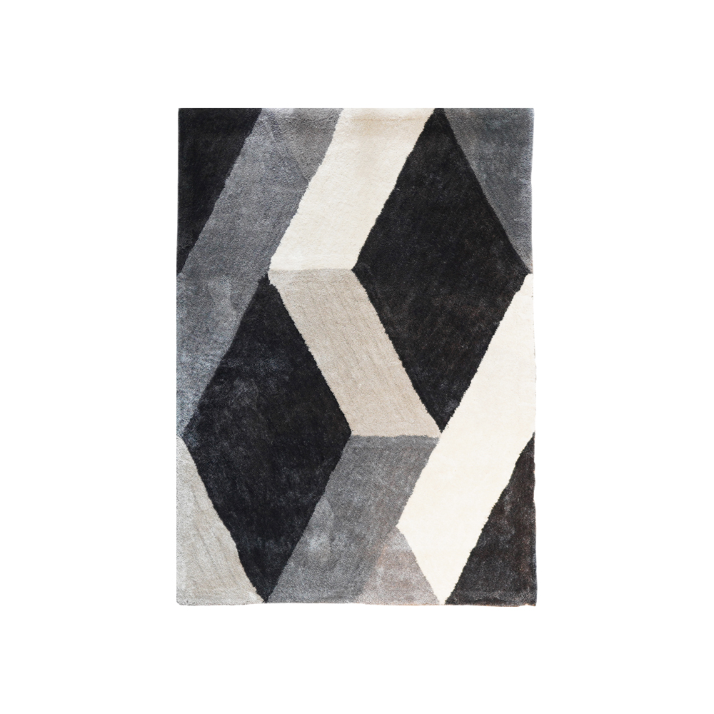 Living room carpet | LIND | polyester | gray cube pattern | 160x230cm