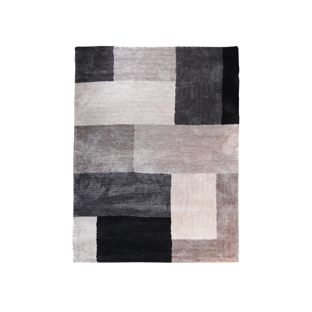 Living room carpet | LIND | polyester | gray square pattern | 140x200cm