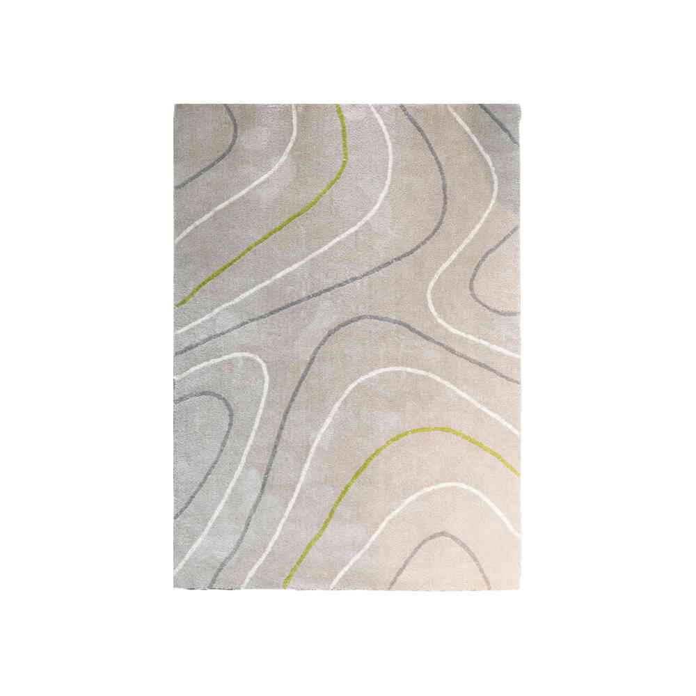 Thảm phòng khách | LIND | polyester | màu vàng cát | hoạ tiết vân sóng | R140xD200cm