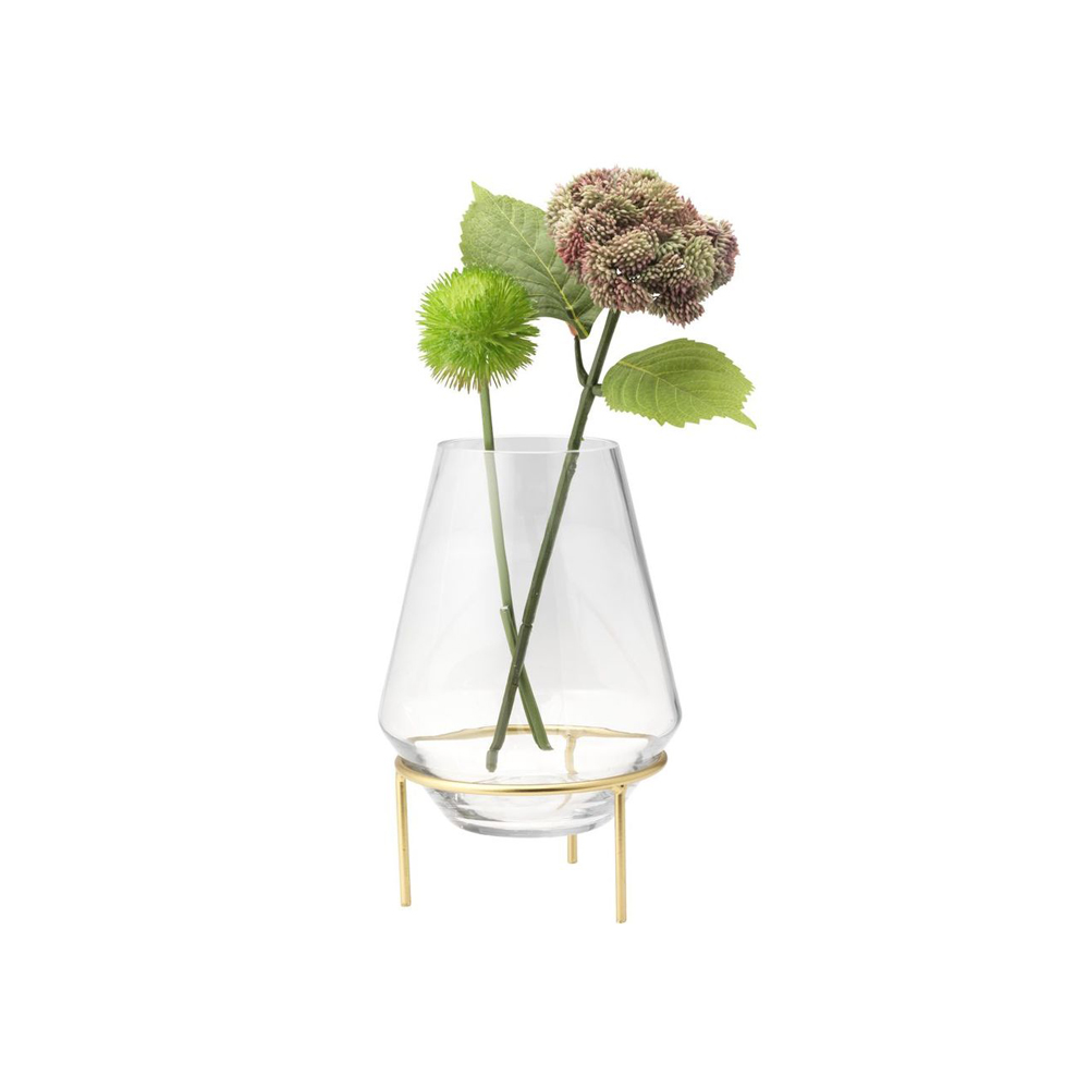 HEIMER flowerpot | glass/yellow metal base | Ø17xC26cm