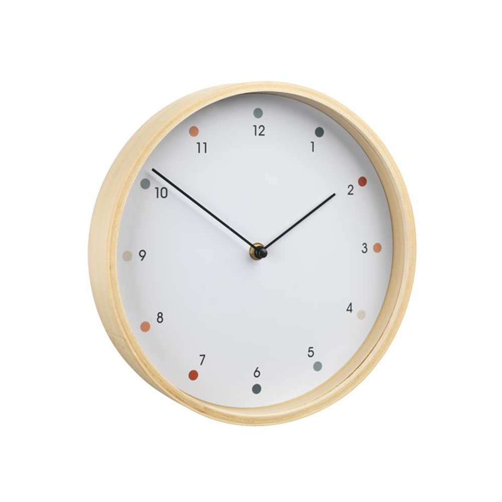 Đồng hồ treo tường | HERMAN | nhựa | màu gỗ/trắng | kim trôi | Ø26x5cm
