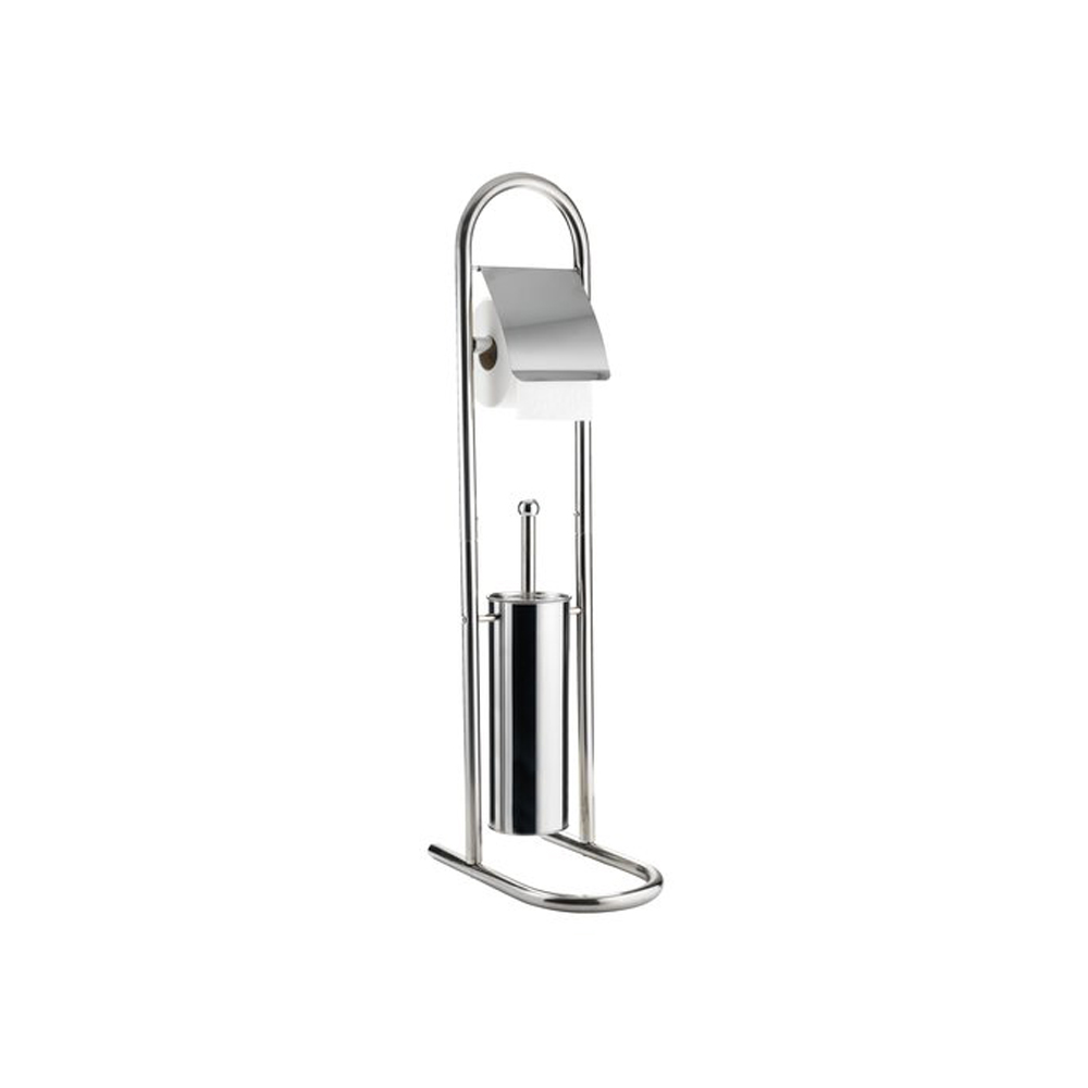 Brush set and toilet paper holder | ROLFSTORP | stainless steel / plastic | chrome color | R22xD18xC78cm