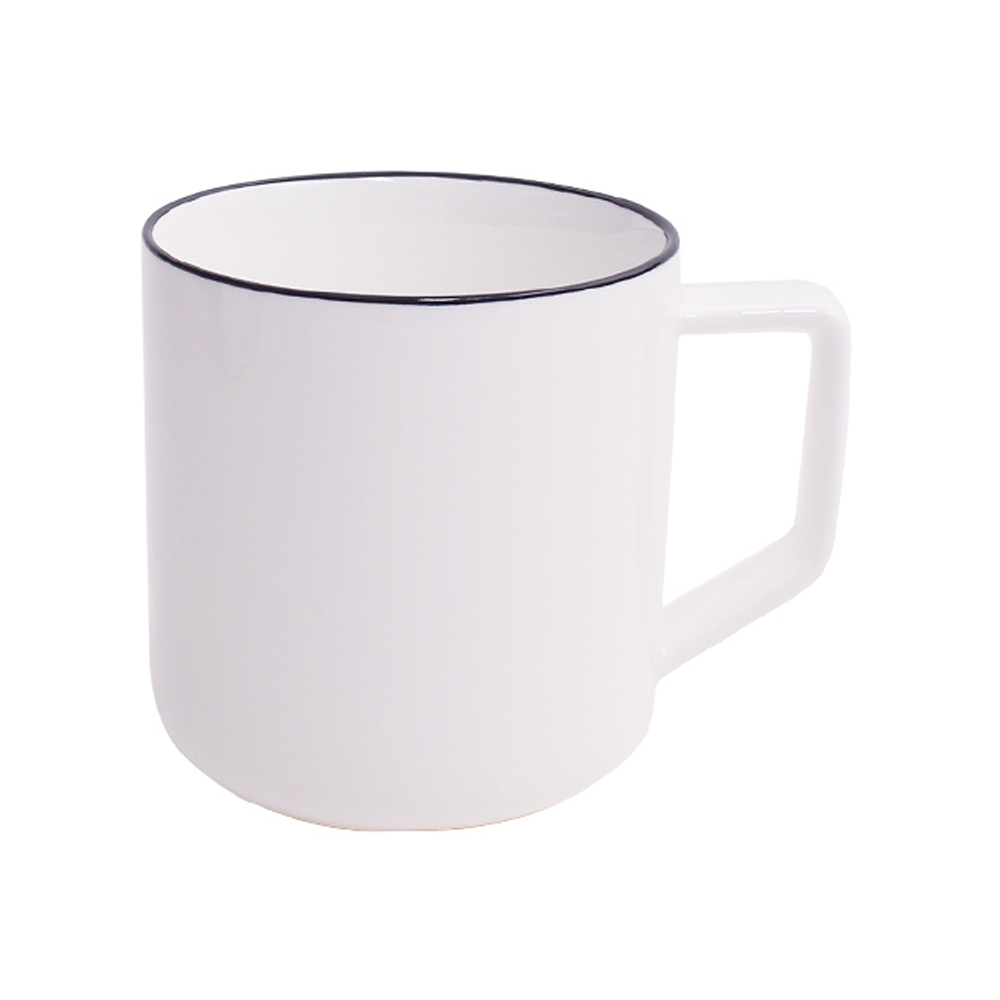 Cup | nID | white porcelain with black border |12.3x9.1x9.7cm | 400ml