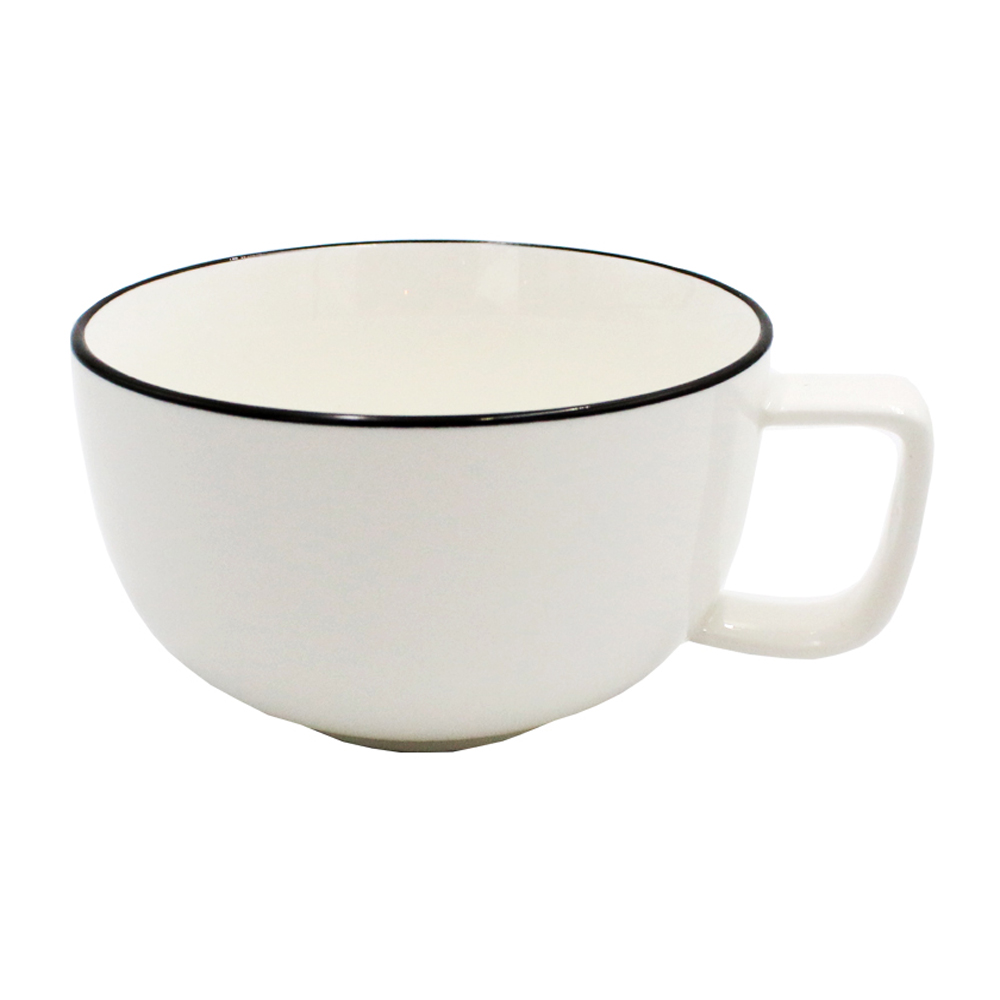Bộ tách trà | nID | sứ trắng bóng viền đen | D12.7xR10.3xC5.9cm/ Ø16.5xC2.2cm