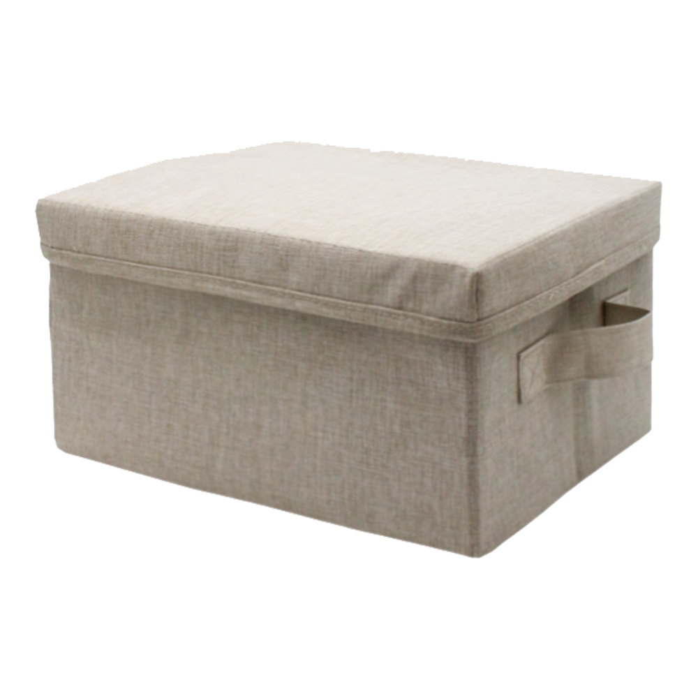 Box with lid | MALA | polyester fabric cover | beige | R38xS25xC25cm