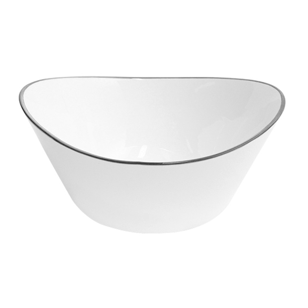 Salad bowl | nID | white porcelain with black border | 20.8x20.3x9.4cm