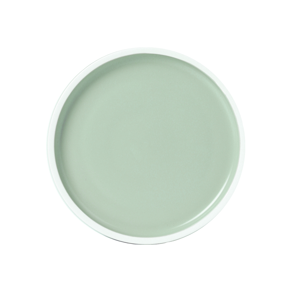 Disc | KIMCHI | porcelain | mint green white border | 23x2.7cm