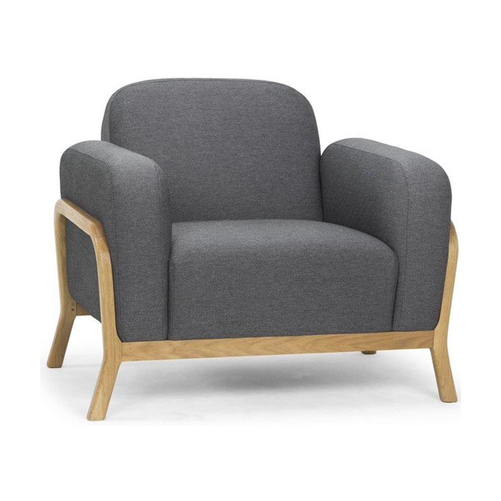 Ghế bành | MD1091 | vải polyester/gỗ sồi | ghi sẫm | R98xS81xC85cm