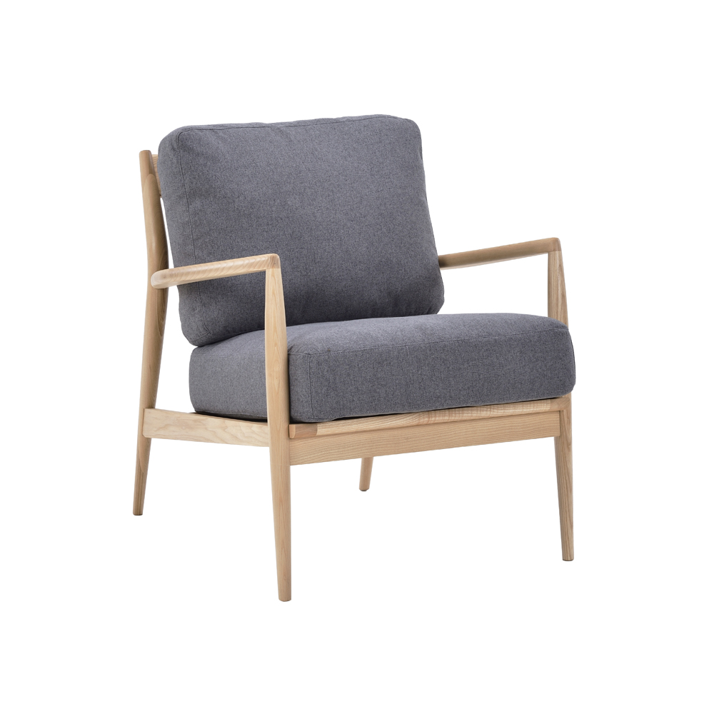 Ghế bành | NOFU805 | gỗ tần bì/vải polyester | màu sồi/ghi đậm | R78xS88xC75cm