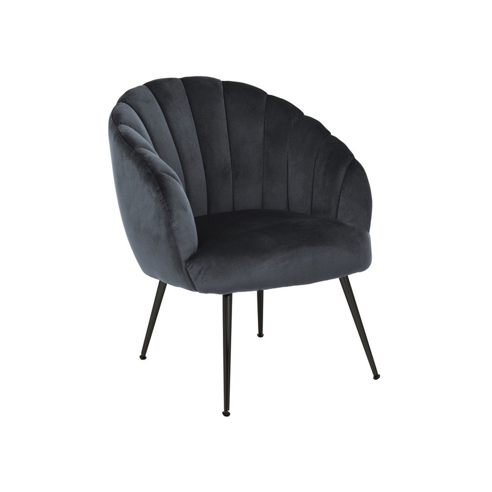 DANIELLA armchair | dark gray polyester upholstery with black powder coated iron legs | R76xS76xC81 cm
