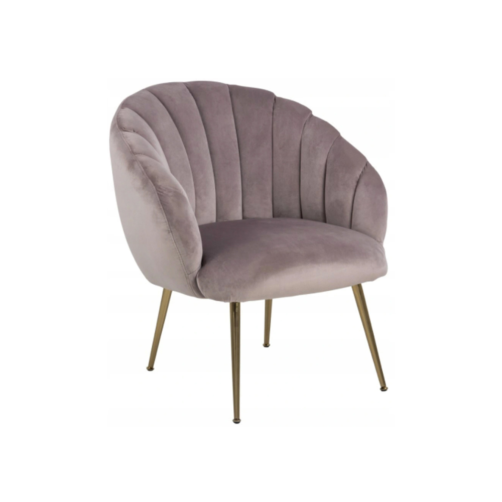 Ghế bành | DANIELLA | vải polyester/sắt mạ | hồng nhạt/màu đồng | R76xS76xC81cm