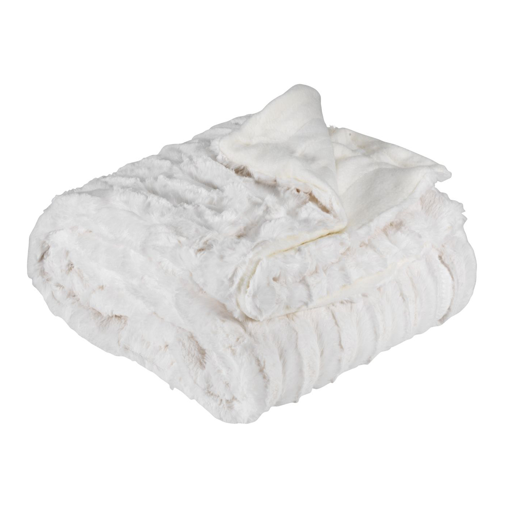 Sofa blanket | MYGGBLOM | polyester faux fur | white | 130x170cm