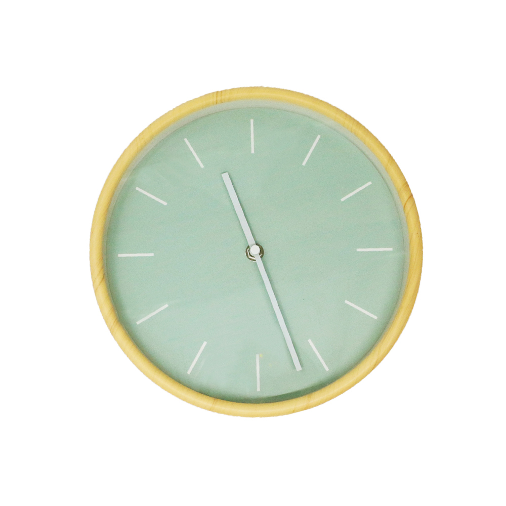 Wall Clock | HERMAN | wood color plastic face green | 26x5cm