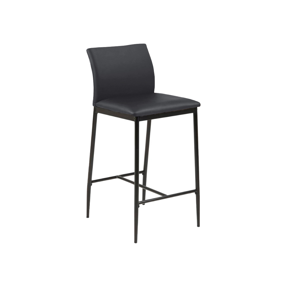 Kitchen island chair | DEMINA | black PU leather cushion | black painted metal legs | R41xS49xC91cm