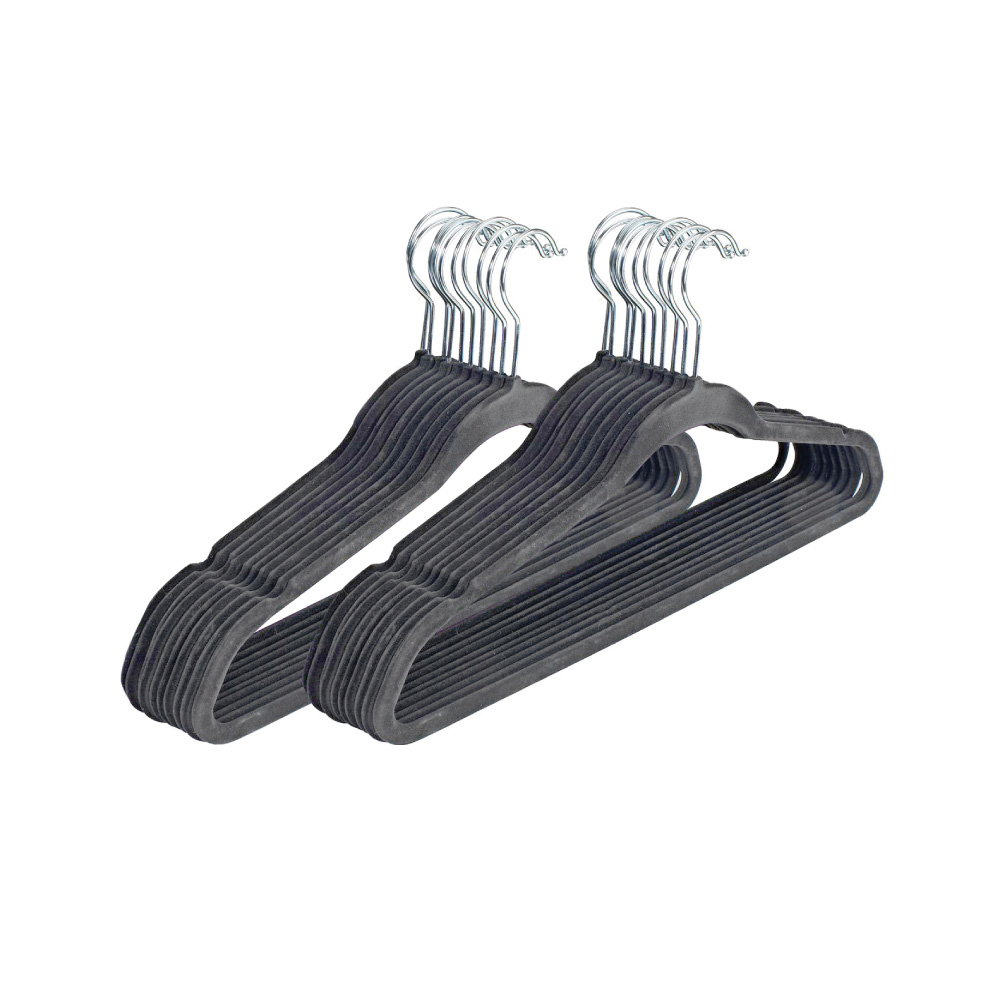Combo 2 coat hangers HELMUT | ABS coated gray velvet | 45x24x0.5cm - 10 pieces/set