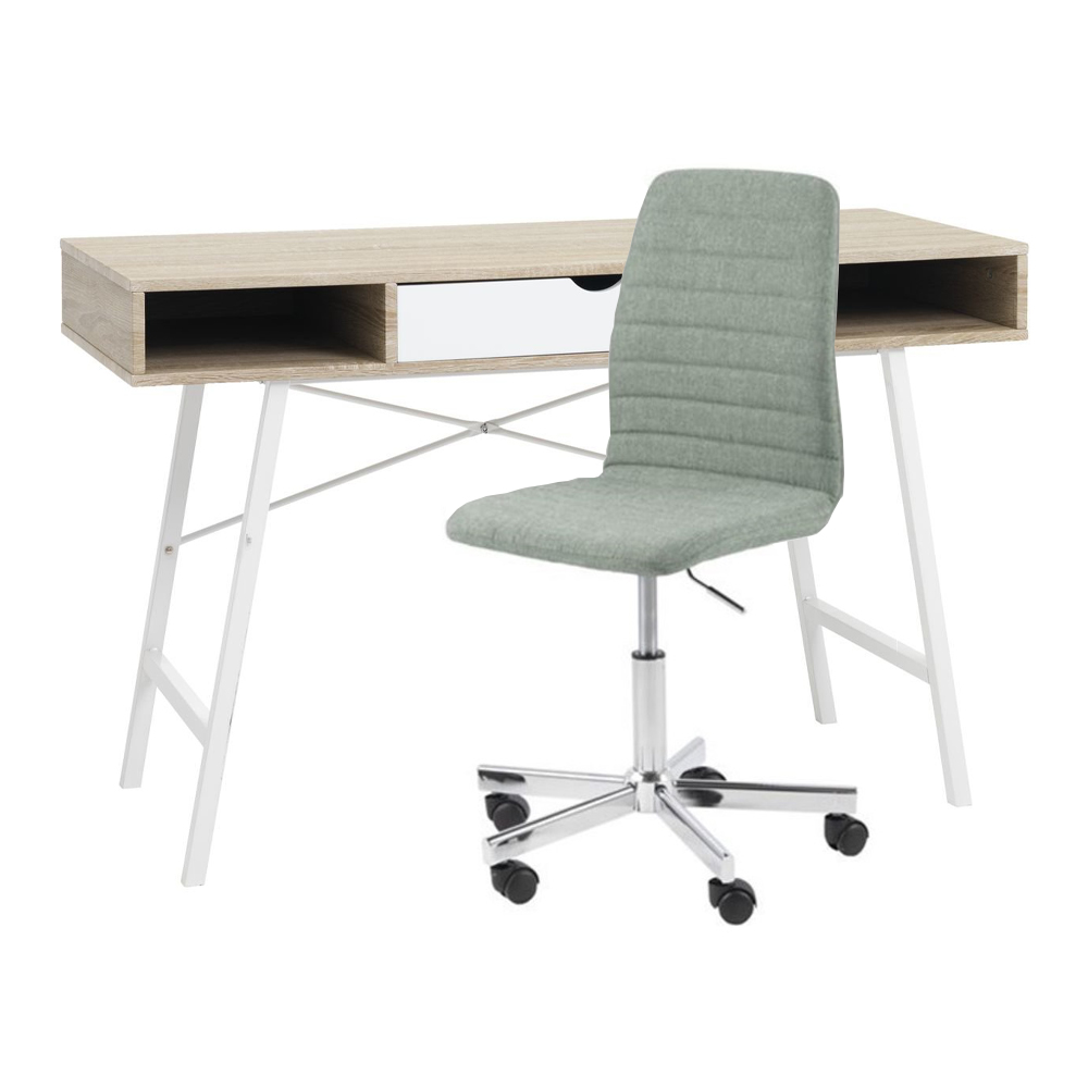 Combo Desk ABETVED + ABILDHOLT office chair, blue with metal frame