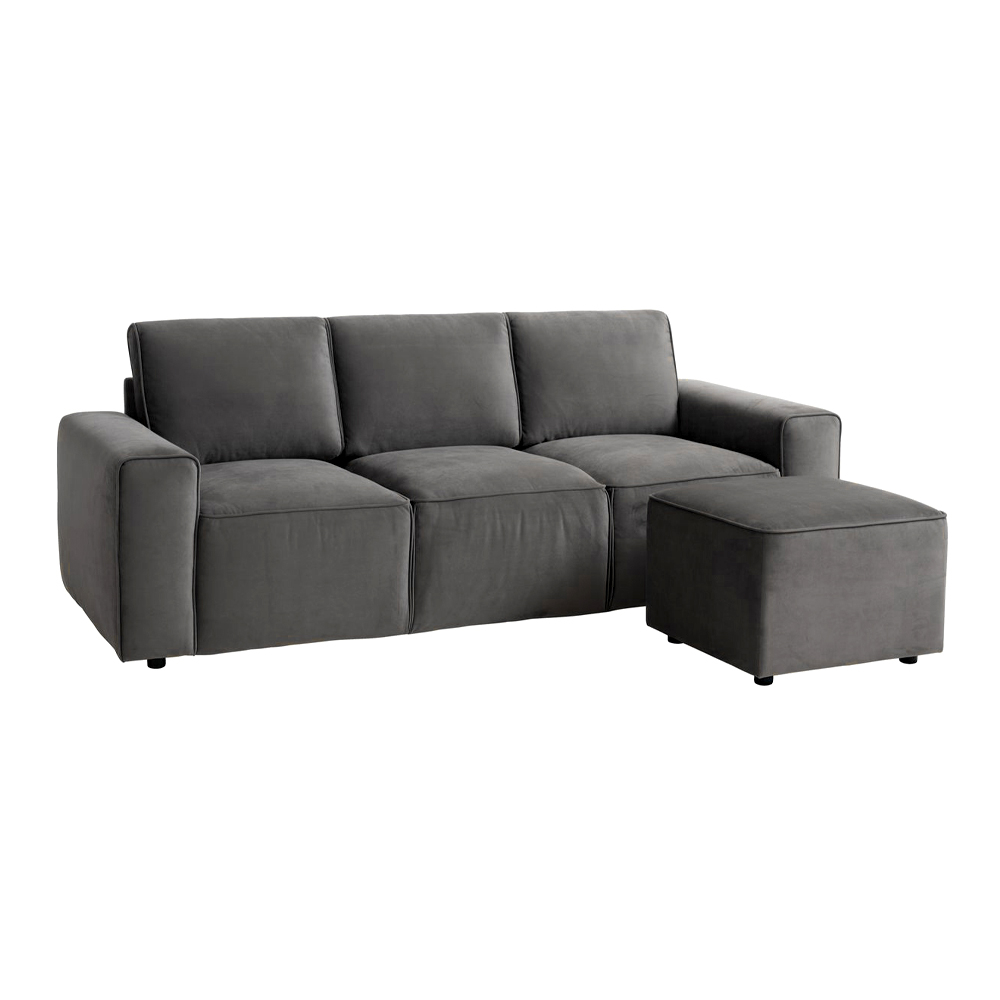 Corner Sofa | DAL | polyester fabric | grey| R220xS87/147xC82cm
