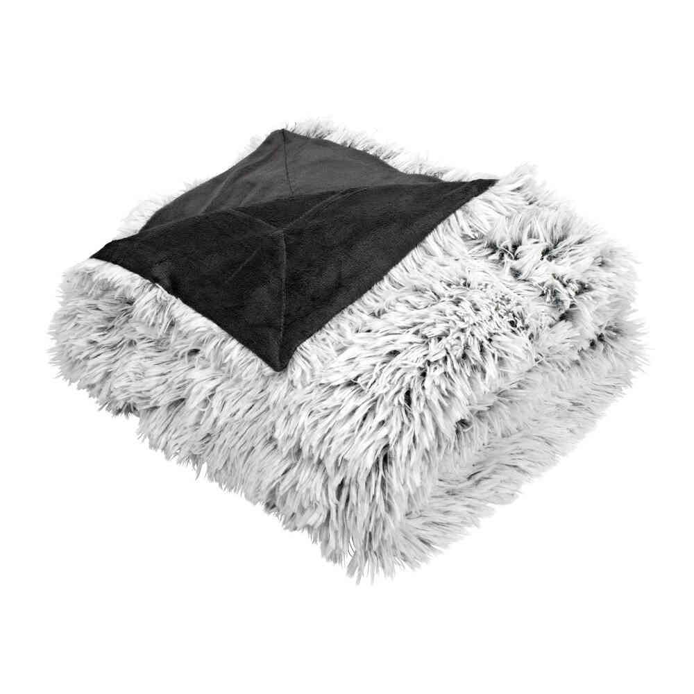 Chăn sofa | LOTUS | polyester | trắng/xám | giả lông | D195xR135cm