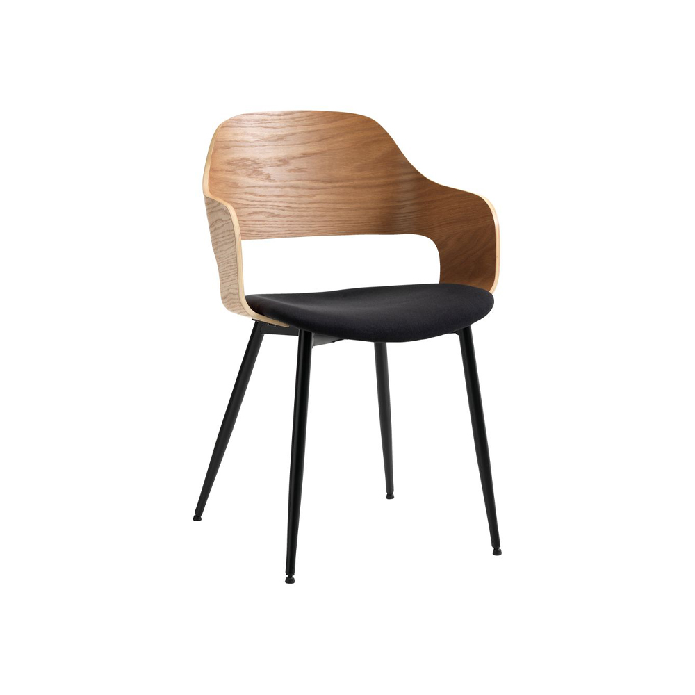 Ghế bàn ăn | HVIDOVRE | gỗ công nghiệp veneer sồi/vải polyester | màu sồi/đen | R52xS51xC79cm