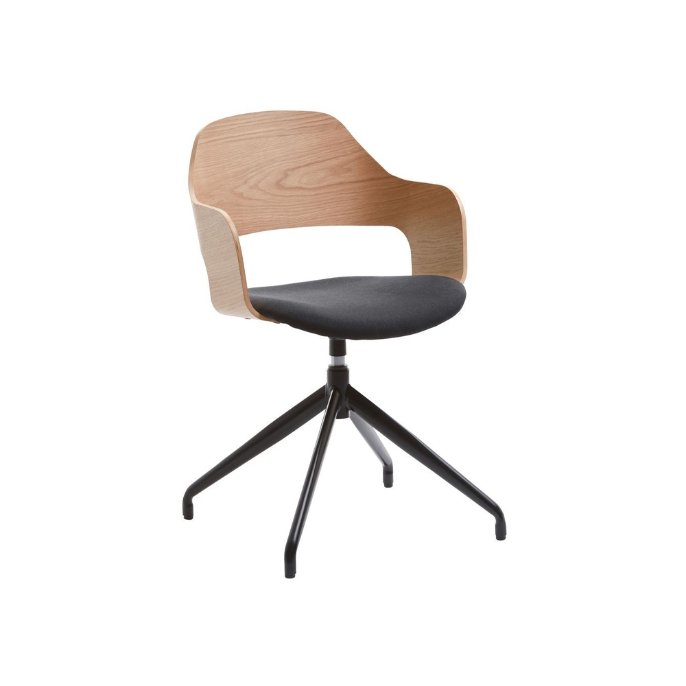 Ghế xoay | HVIDOVRE | gỗ công nghiệp veneer sồi/vải polyester | màu sồi/đen | R52xS52xC79cm