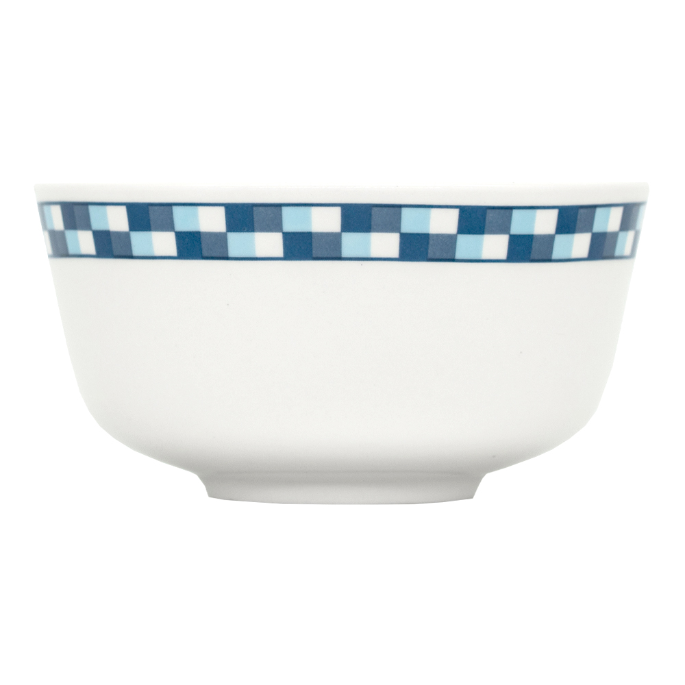 Rice bowl CHECK white porcelain with blue stripe Ø11x6cm