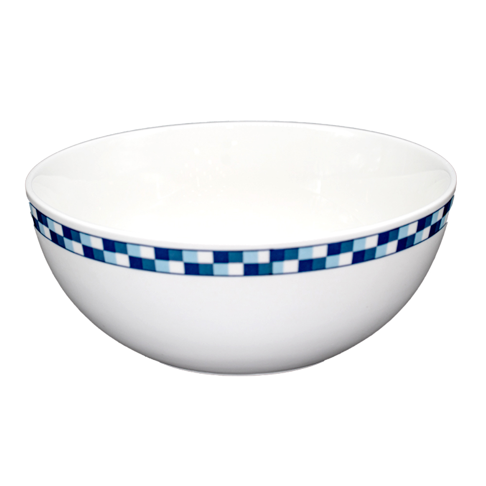 Bowl CHECK white porcelain with blue stripe Ø20.5x8cm