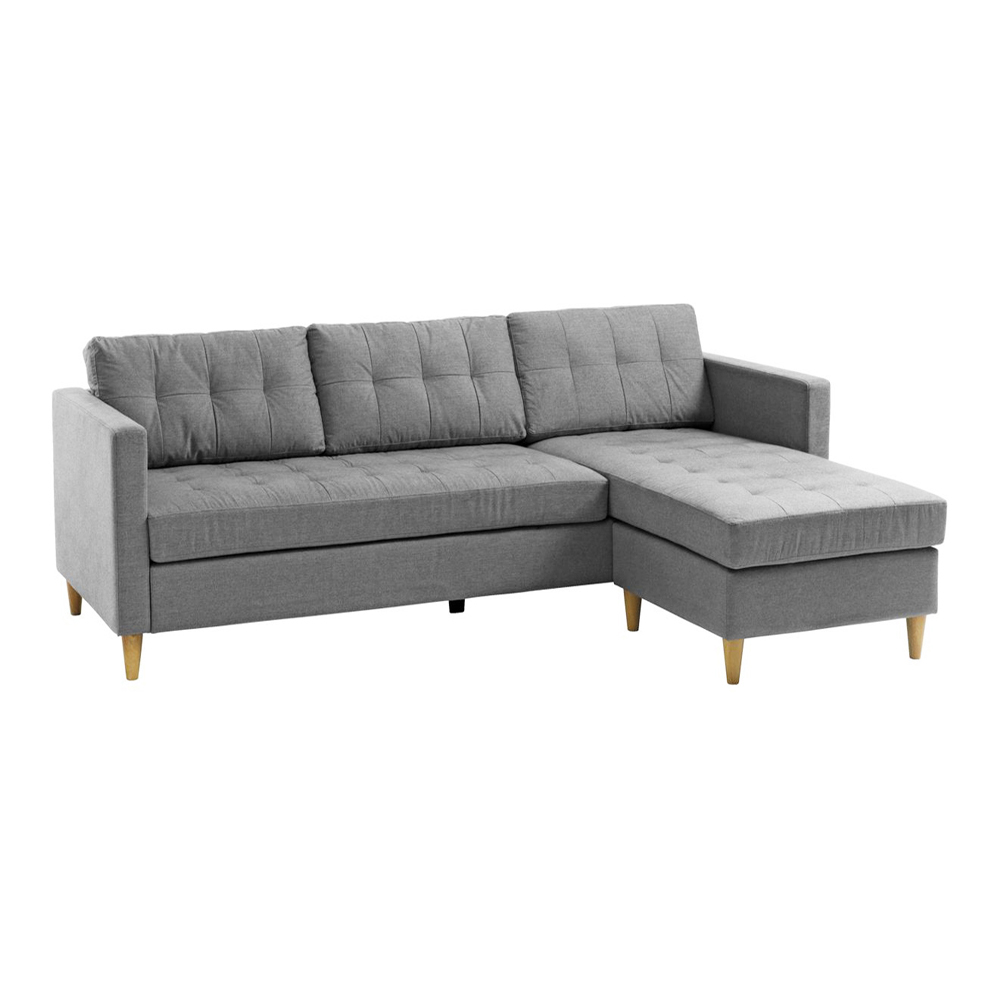 Corner Sofa | FALSLEV | polyester fabric | grey | R217xS81/149xC78cm