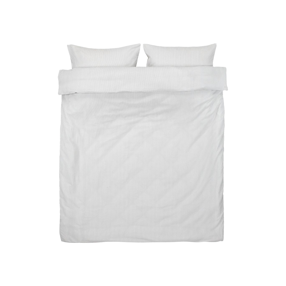 Duvet cover set | cotton seersucker | STINNE  | white/grey | 140x200cm