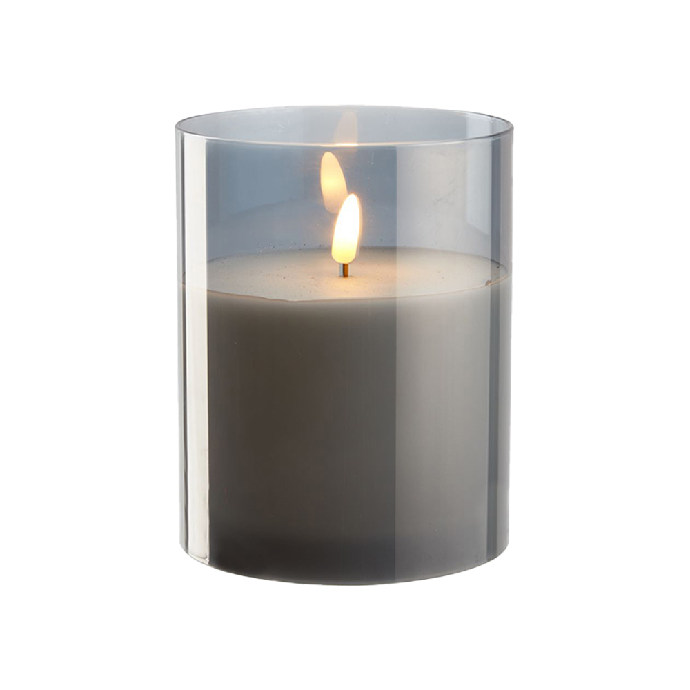 Pillar candle SPEKTROLIT Ø12xH15cm grey w/LED