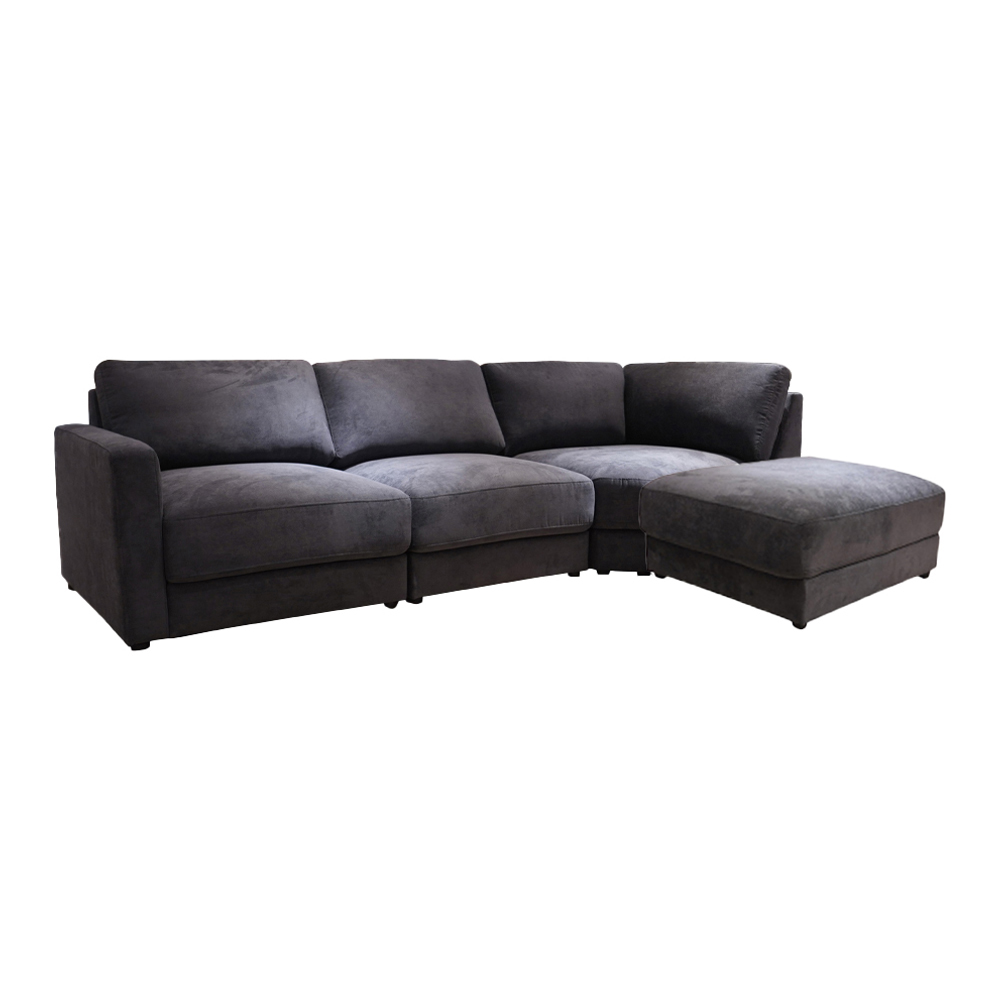 Sofa module góc trái | HAMILTON | vải polyester | ghi đậm | R268xS95/184xC43/78cm