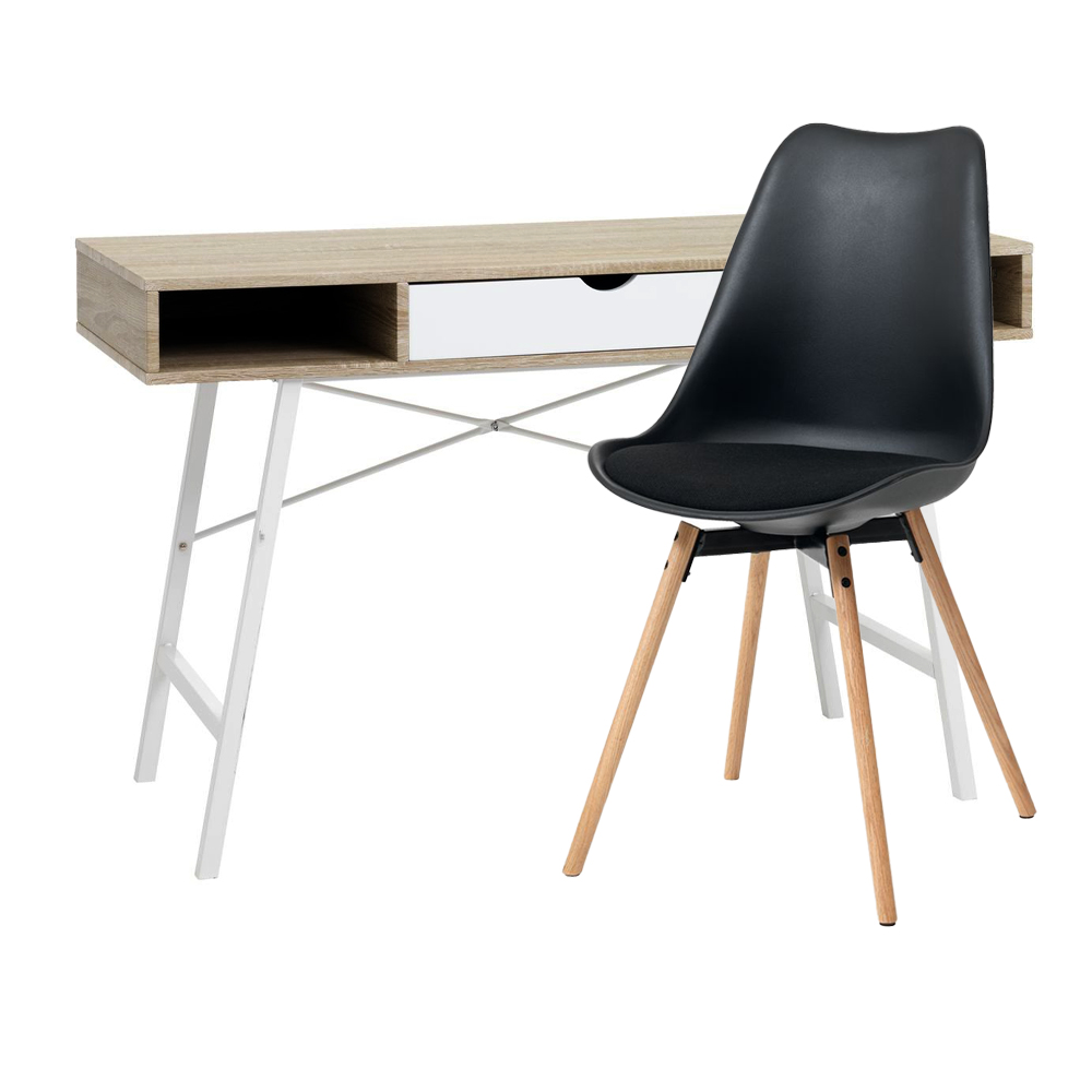 Combo Bàn làm việc ABBETVED + Dining chair | KASTRUP | black polyester fabric