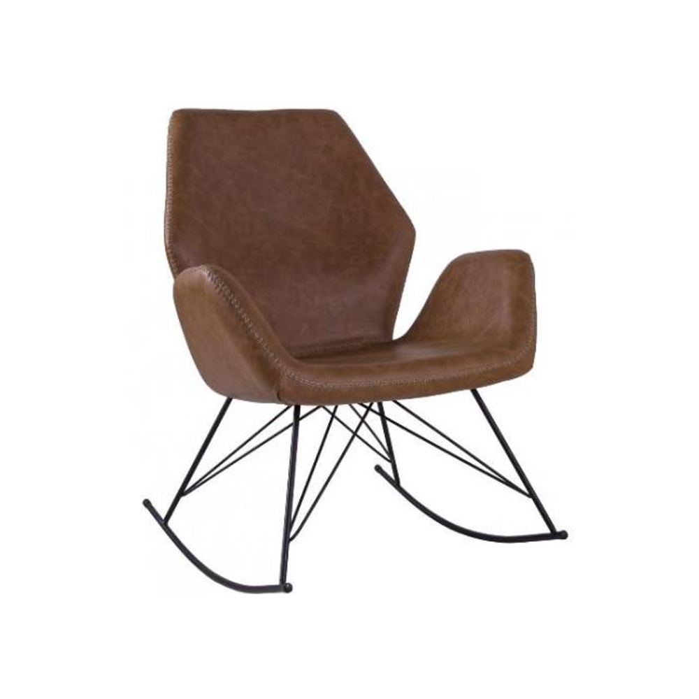 Relaxing chair | JARLEBJERG | steel/PU leather | brown | R73xS80xC89cm