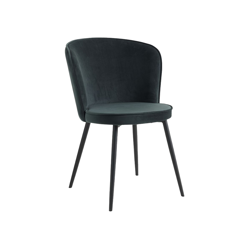 Dining chair | RISSKOV | industrial wood/polyester | dark green velvet/black | R58xS60xC82cm