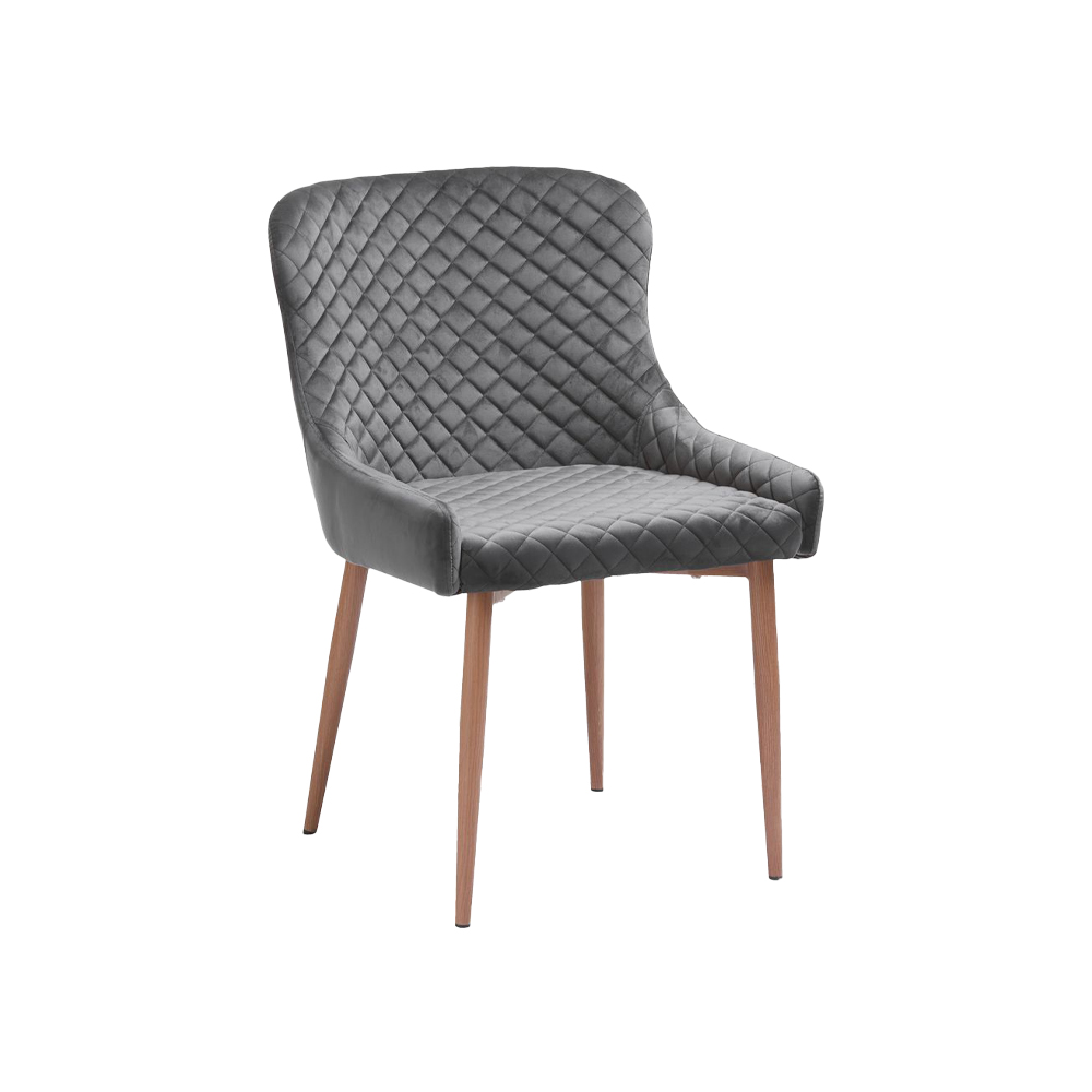 Dining chair | PEDRIGE | polyester/industry | velvet grey/oak | R53xS62xC82cm