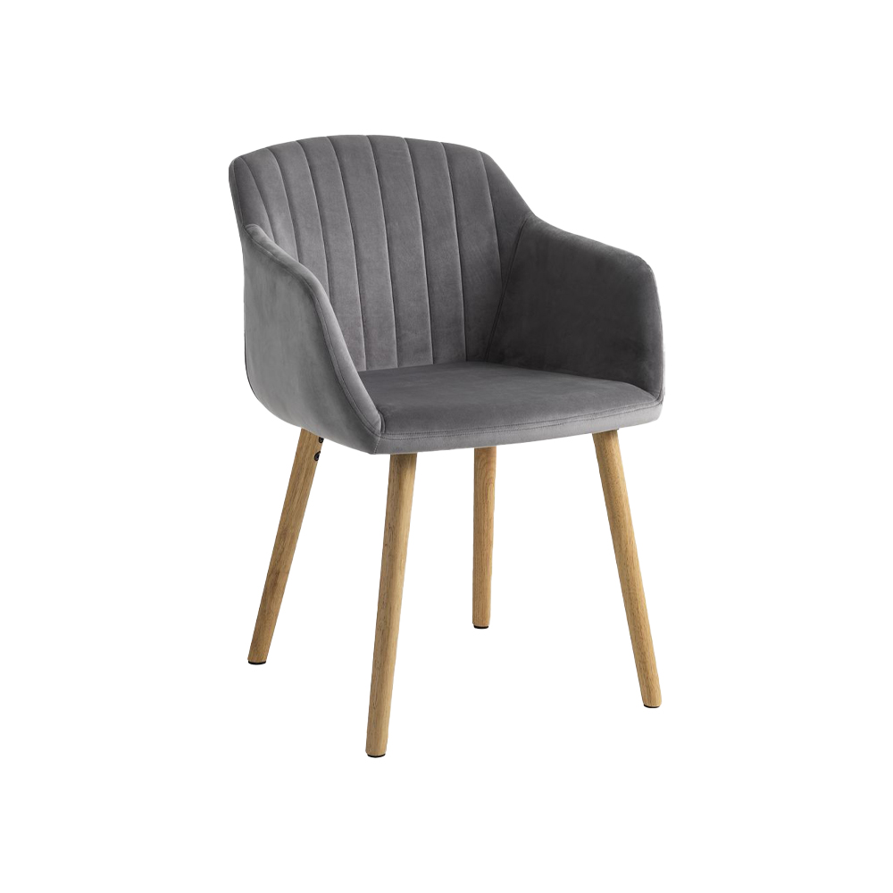 Dining chair | ADSLEV | polyester/solid rubber wood | velvet grey | R59xS60xC80cm