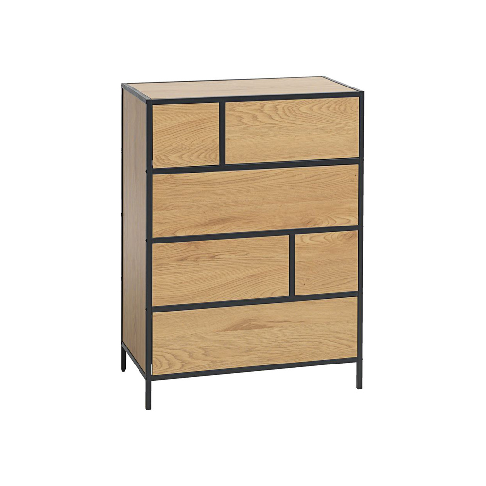 Tủ ngăn kéo | TRAPPEDAL | 6 ngăn | gỗ công nghiệp/thép | màu sồi | R70xS70xC95cm