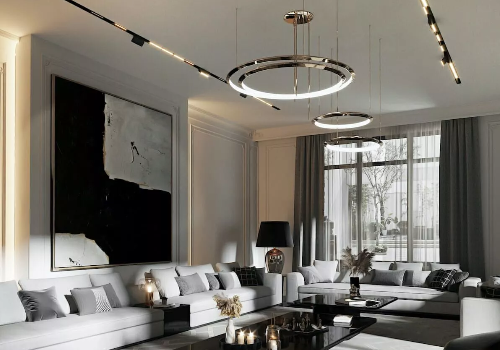 Đèn thả trần phù hợp với phòng khách có độ cao trên 2,6m