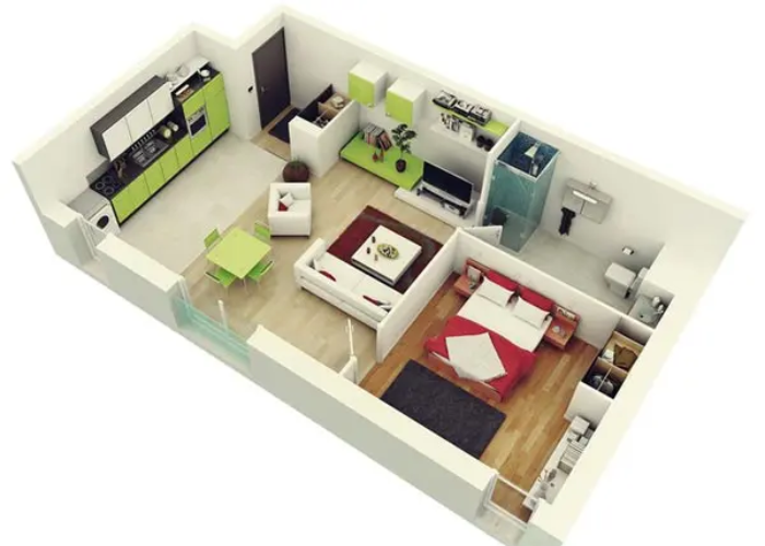 Mẫu thiết kế chung cư 30m2 1 phòng ngủ bạn có thể tham khảo