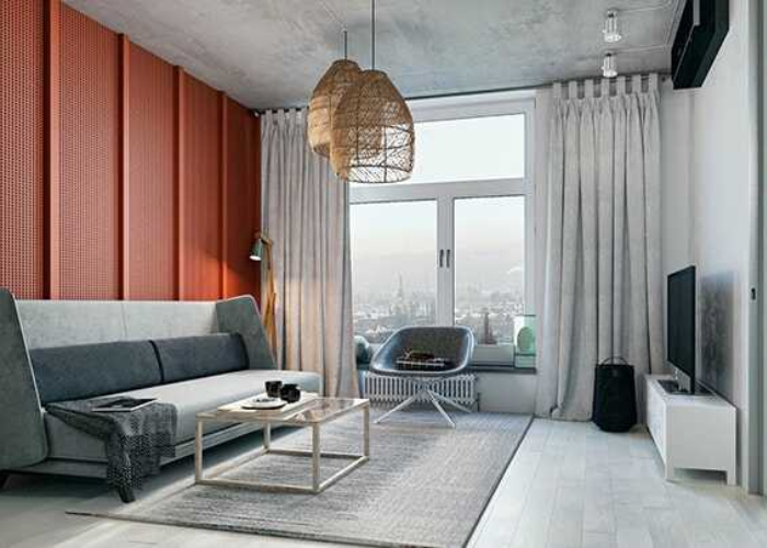 Mẫu thiết kế phòng khách căn hộ chung cư phong cách Bắc Âu thanh lịch
