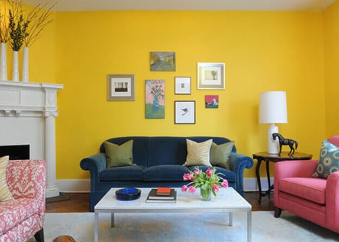 Phòng khách tone vàng cho những gia chủ yêu thích những gam màu sáng, bắt mắt và thu hút